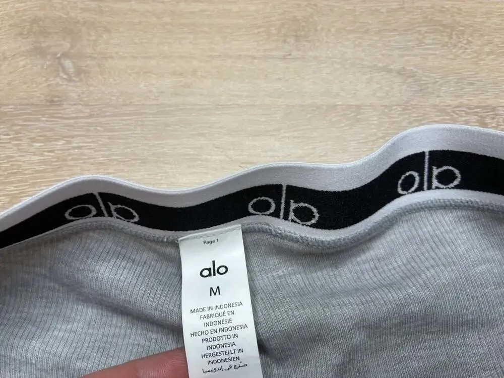 Alo NWOT Icon Ribbed Boyshort Boxers Athletic Heather Grey Size Medium